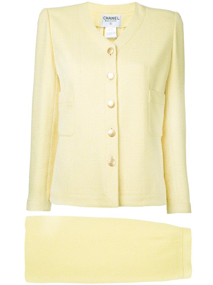 Chanel Vintage Two-piece Tweed Skirt Suit - Yellow & Orange