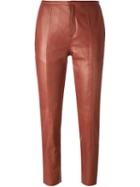 Forte Forte Slim Cropped Trousers, Women's, Size: 1, Red, Leather/viscose/cupro