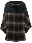Fabiana Filippi Oversized Collar Check Sweater - Brown