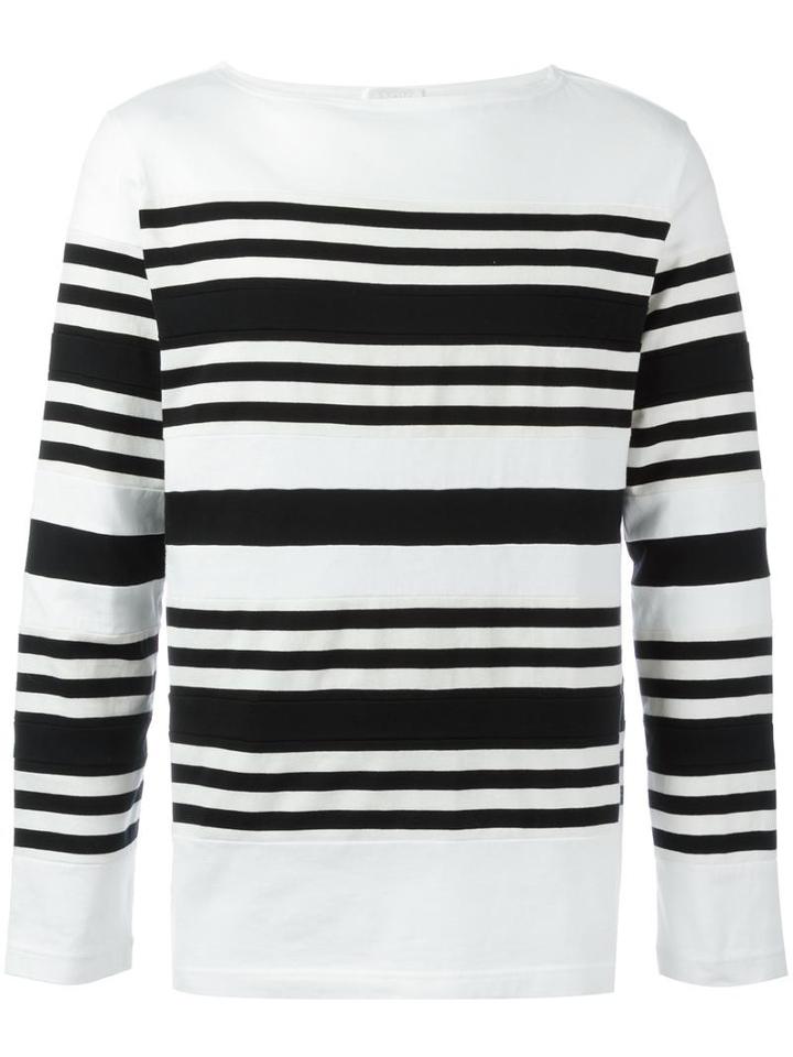 Ganryu Comme Des Garcons Striped T-shirt, Men's, Size: Small, White, Cotton