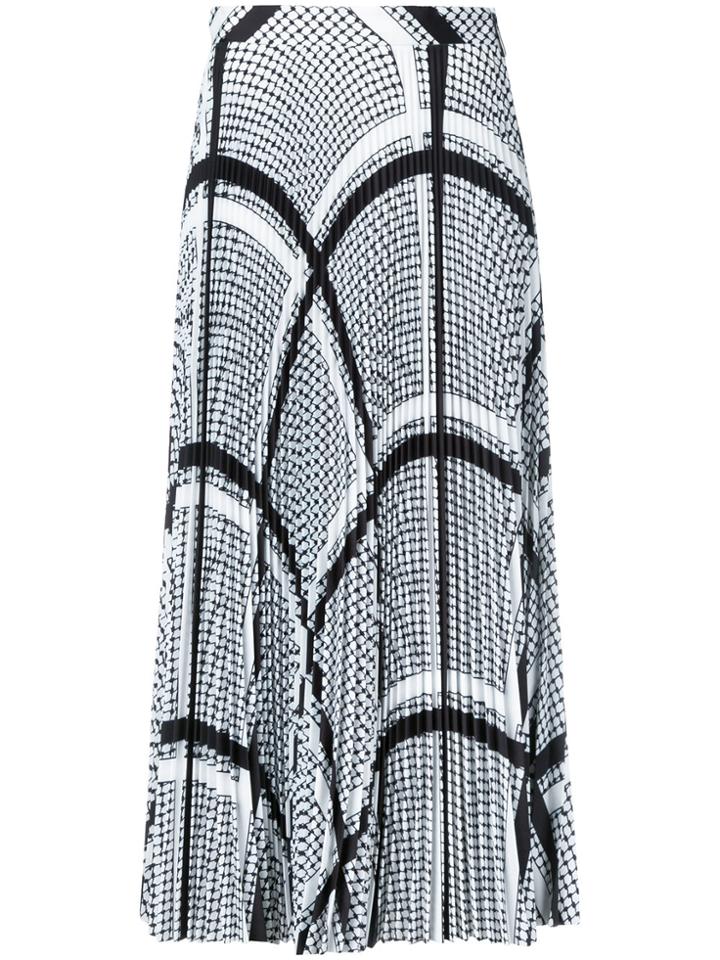 Msgm Keffiyeh Print Pleated Skirt - White