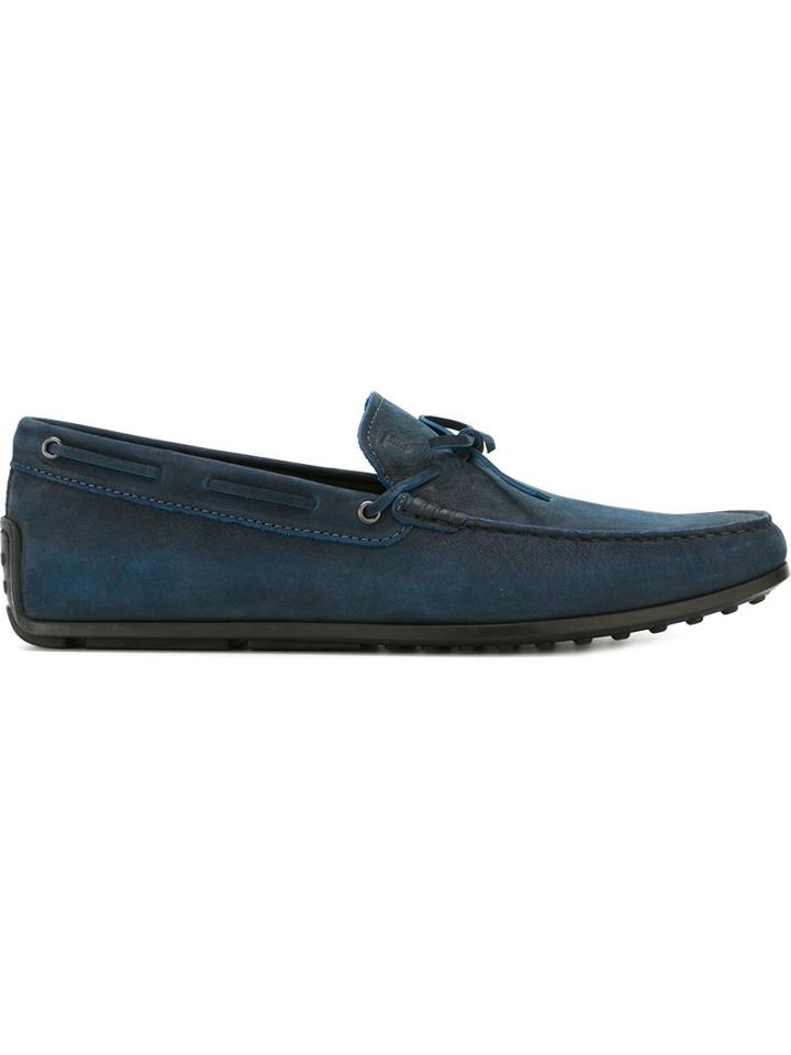 Tod S Laced Loafers, Men's, Size: 45.5, Blue, Suede/leather/rubber