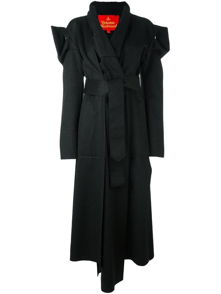 Vivienne Westwood Red Label Asymmetric Belted Coat, Women's, Size: 40, Black, Polyamide/viscose/wool