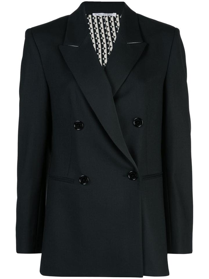 Oscar De La Renta Double Breasted Blazer - Black
