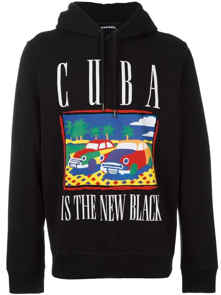 Diesel Cuba Print Hoodie, Men's, Size: Large, Cotton