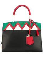 Prada Abstract Detail Tote Bag, Women's, Black, Calf Leather