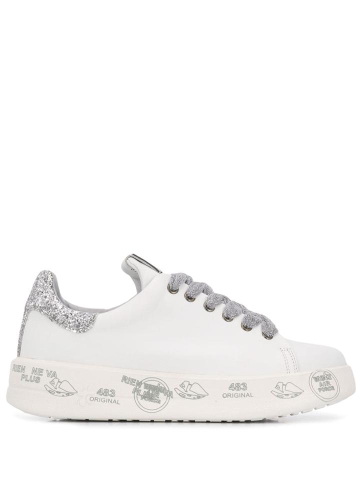 White Premiata Lace Up Sneakers