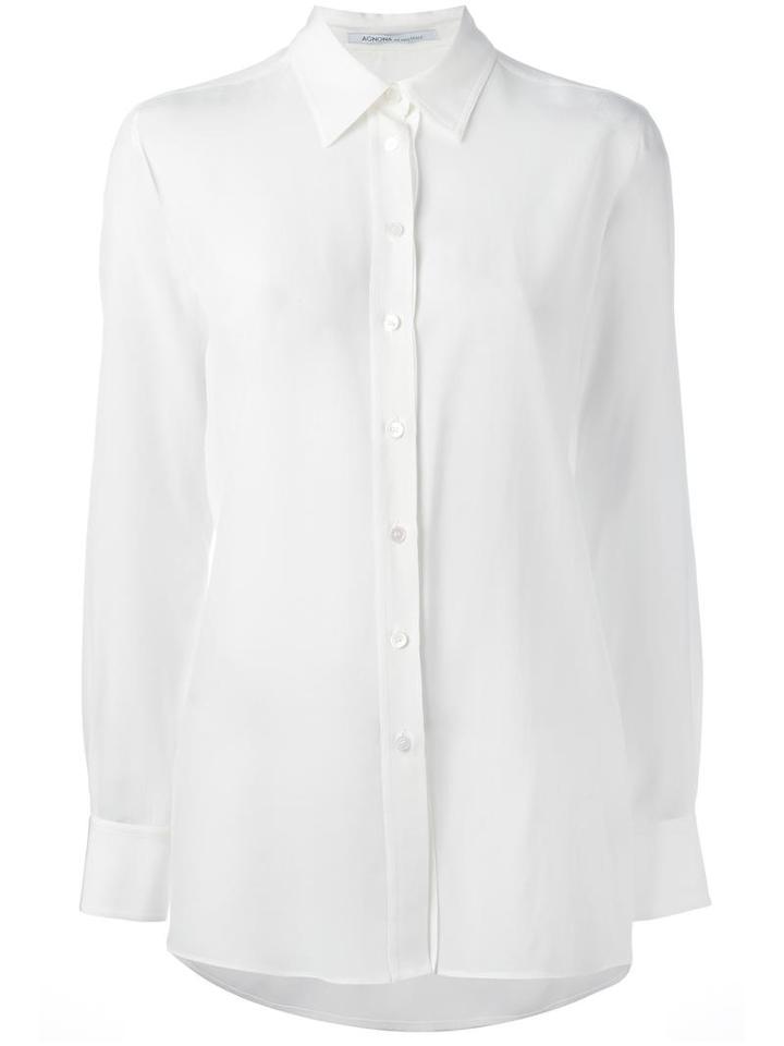 Agnona Plain Shirt, Women's, Size: 46, White, Silk