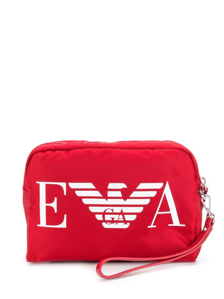 Emporio Armani Logo Print Make Up Bag - Red