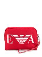 Emporio Armani Logo Print Make Up Bag - Red