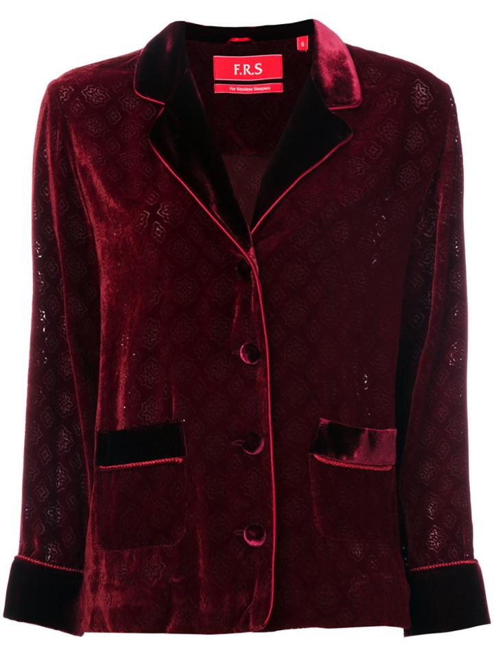F.r.s For Restless Sleepers Embossed Velvet Style Blazer - Red