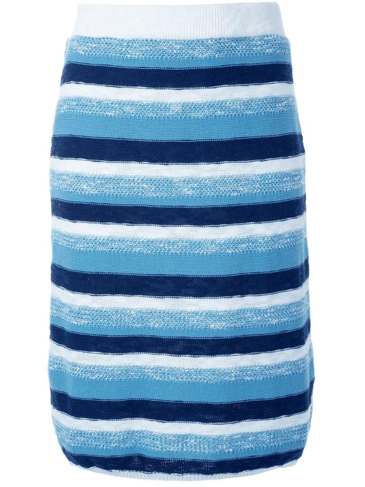 Loveless Striped Knit Skirt - Blue