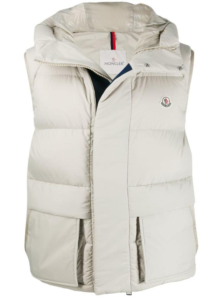 Moncler Logo-print Padded Gilet - Neutrals