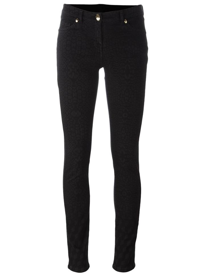 Cavalli Class Animalier Print Skinny Jeans - Black