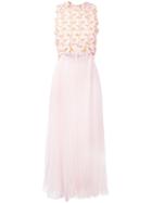 Giambattista Valli Lace Top Pleated Dress, Women's, Size: 42, Pink/purple, Cotton/viscose/polyester/silk