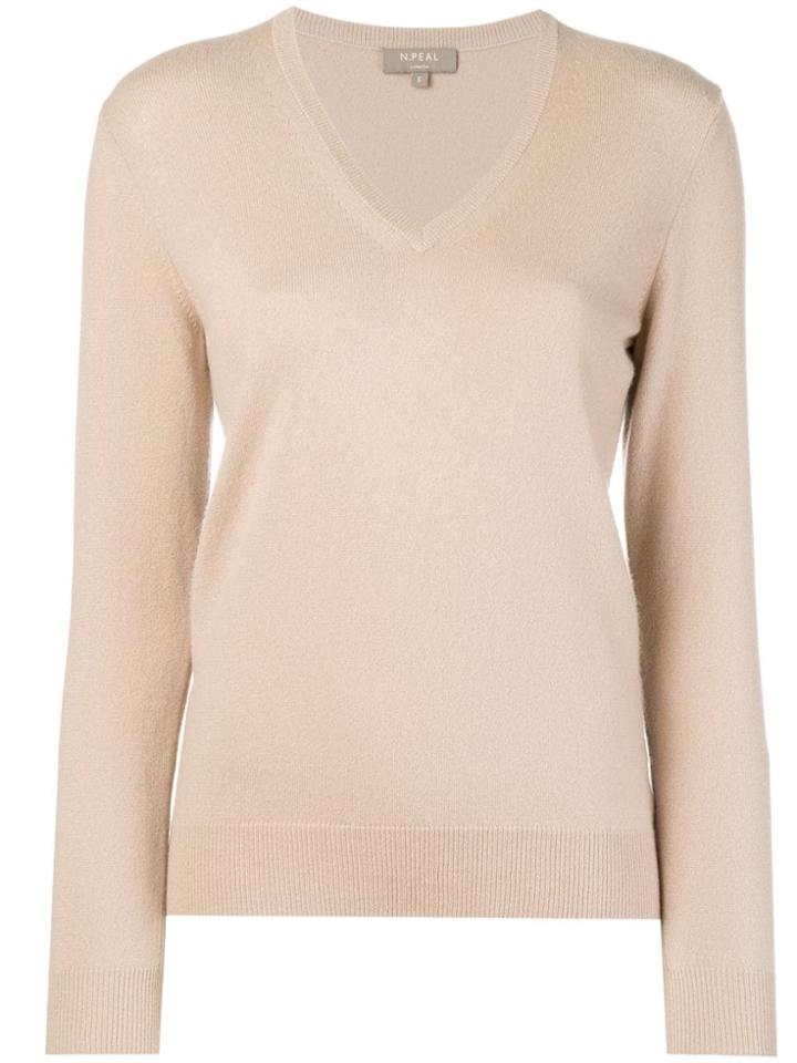 N.peal V Neck Knitted Sweater - Nude & Neutrals