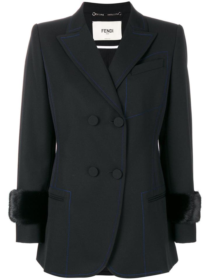 Fendi Stitched Double Breased Blazer - Black