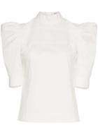 Maryam Nassir Zadeh High Neck Ruffle Shoulder Blouse - White