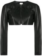 Pinko Cropped Faux Leather Jacket - Black