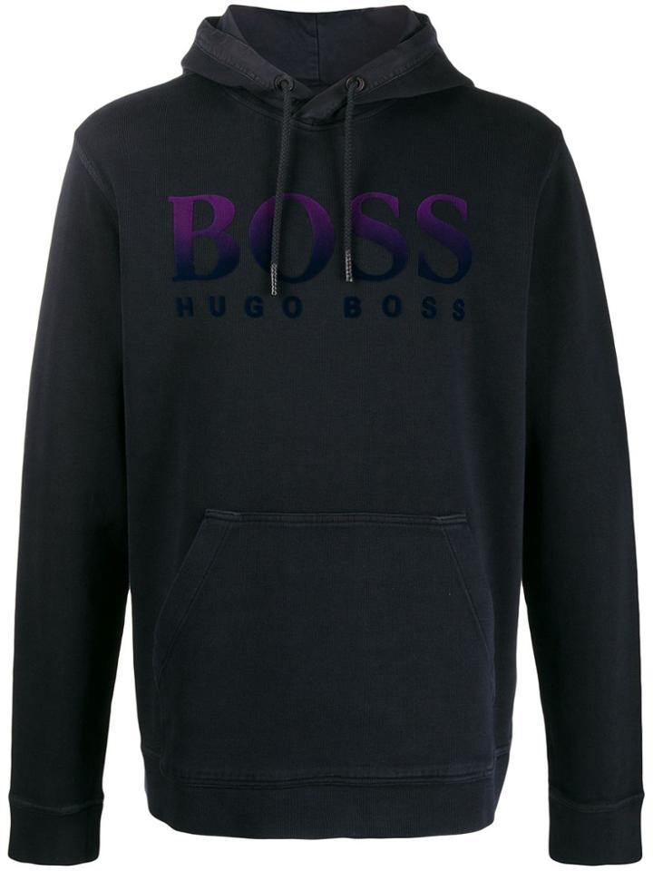 Boss Hugo Boss Drawstring Logo Hoodie - Blue