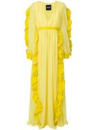 Msgm Long Sleeve Ruffle Trim Gown - Yellow & Orange