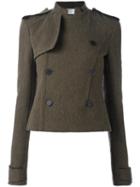 Haider Ackermann Double Breasted Cropped Jacket, Women's, Size: 38, Green, Wool/linen/flax/nylon/rayon