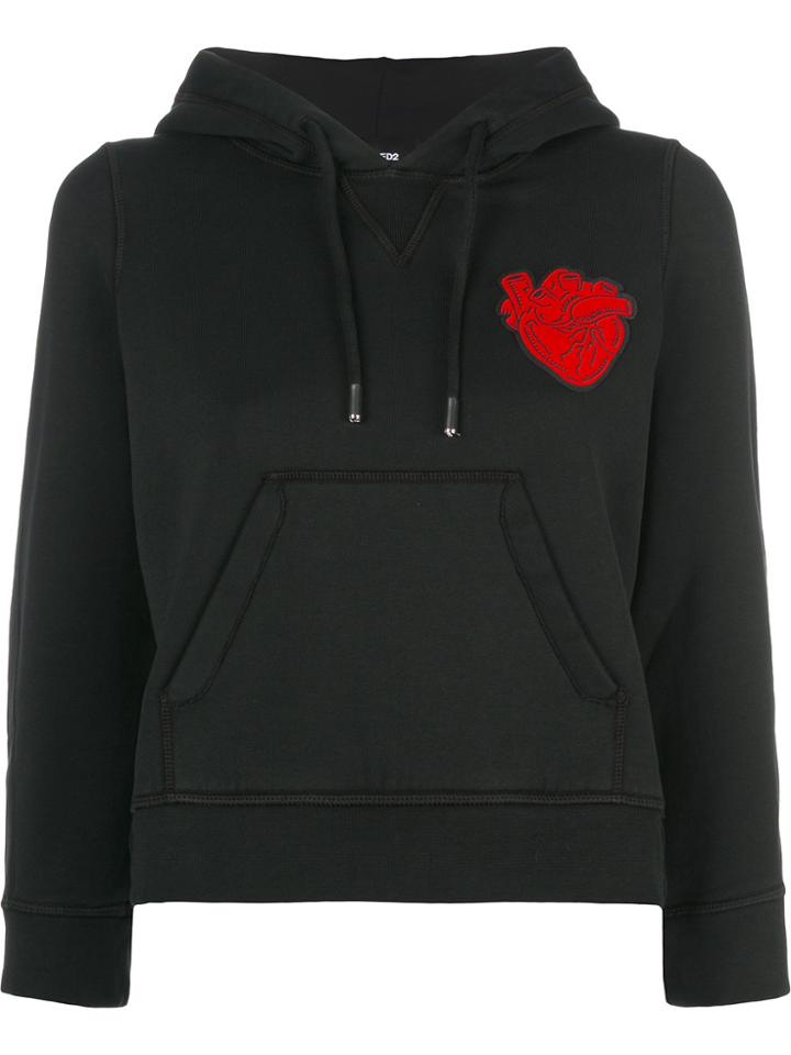 Dsquared2 Heart Patch Hoodie - Black
