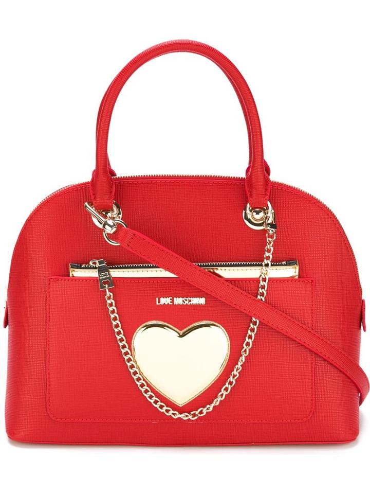 Love Moschino Heart Detail Cross Body Bag, Women's, Red, Polyurethane