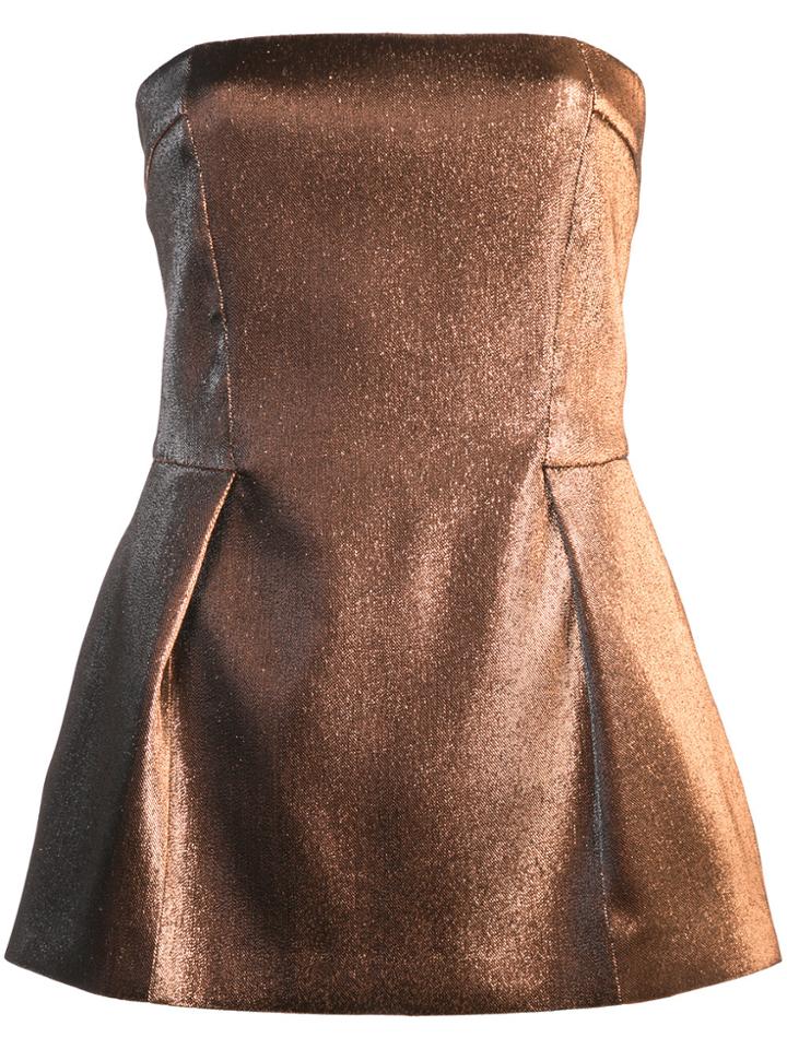 Roberto Cavalli Sleeveless Pleated Peplum Tube Top - Metallic