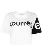 Courrèges Colour Block Cropped T-shirt - White