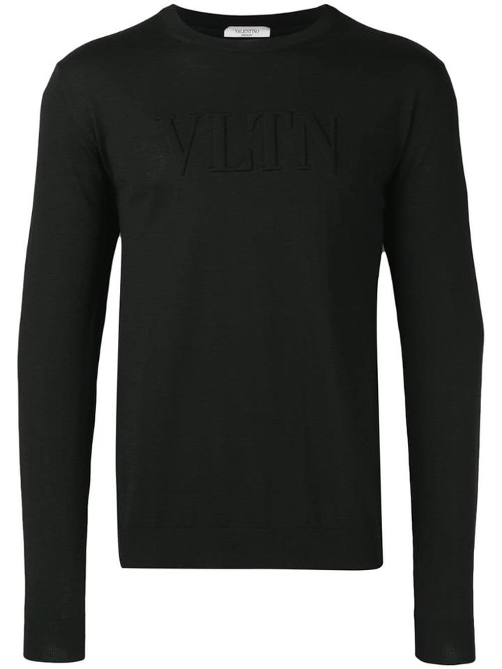 Valentino Vltn Logo Embossed Sweatshirt - Black