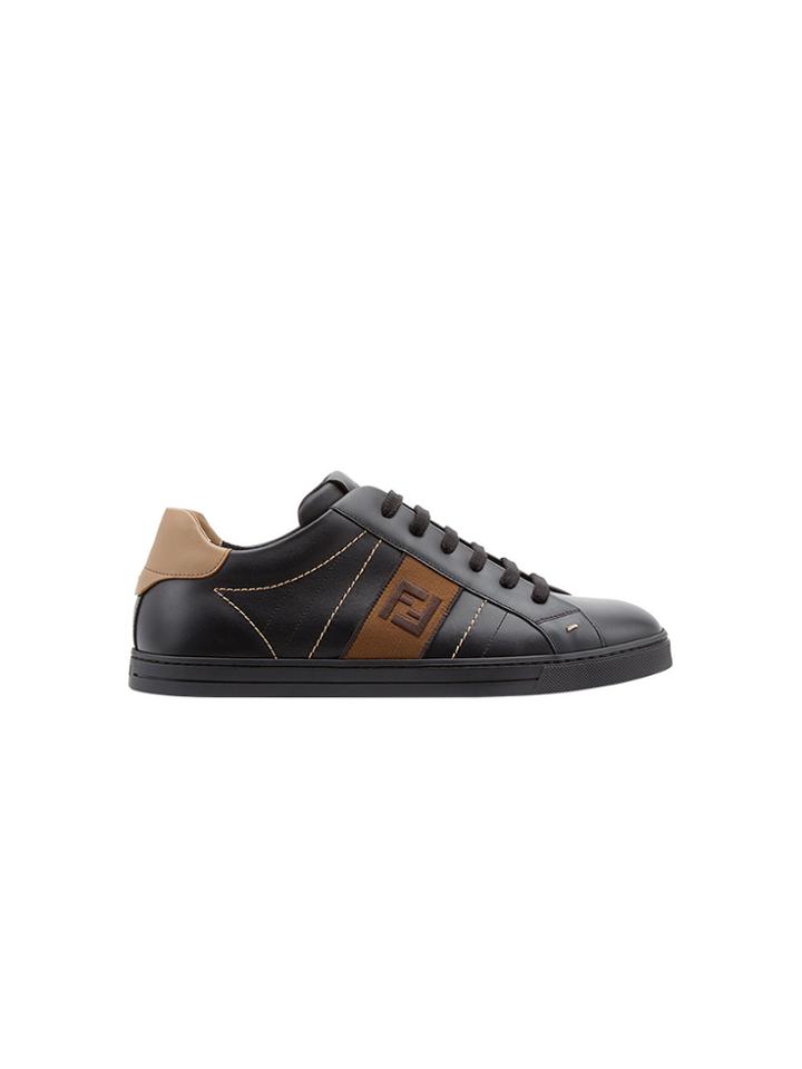 Fendi Ff Logo Low-top Sneakers - Black
