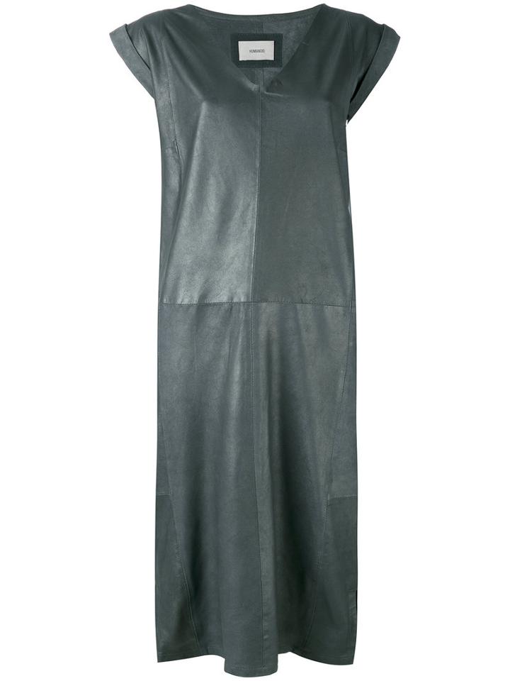 Humanoid - V-neck Dress - Women - Goat Suede - Xs, Grey, Goat Suede