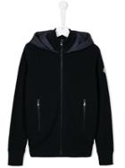 Moncler Kids Padded Hood Knit Jacket, Boy's, Size: 14 Yrs, Blue