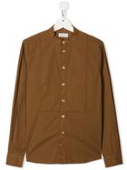 Paolo Pecora Kids Teen Mandarin Collar Shirt - Brown