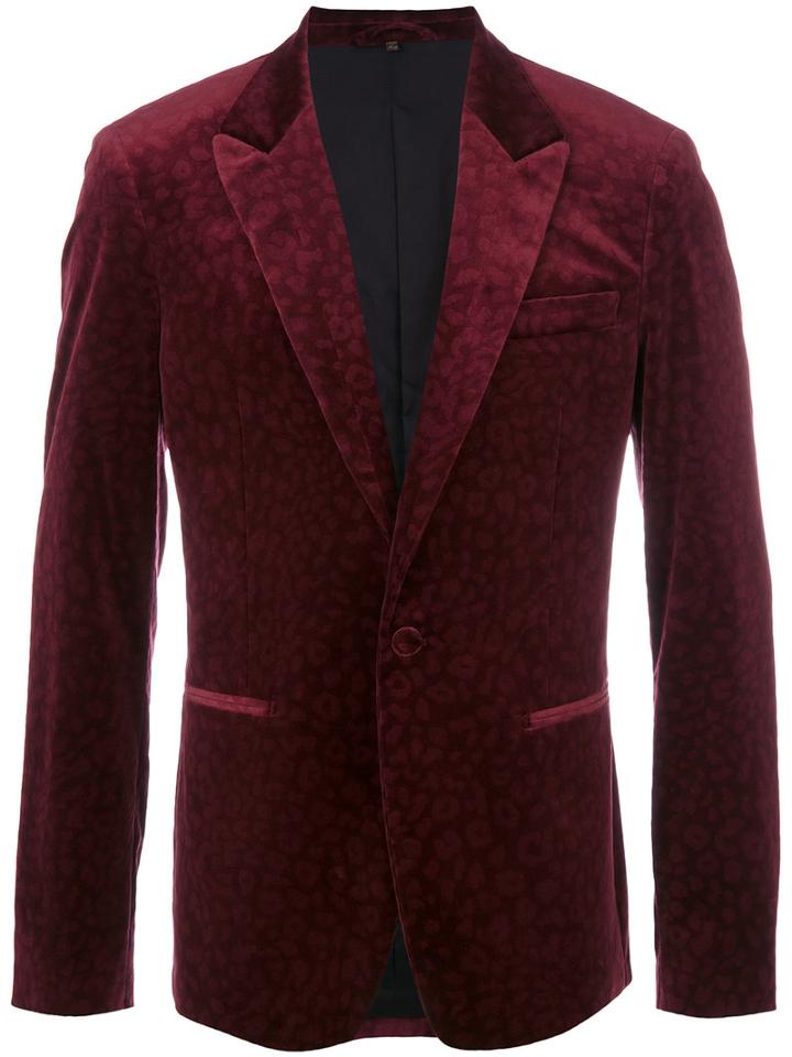 Roberto Cavalli - Animal Pattern Blazer - Men - Cotton/spandex/elastane/cupro/viscose - 50, Red, Cotton/spandex/elastane/cupro/viscose