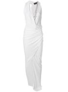 Alexandre Vauthier Embellished Plunge Neck Evening Dress - White
