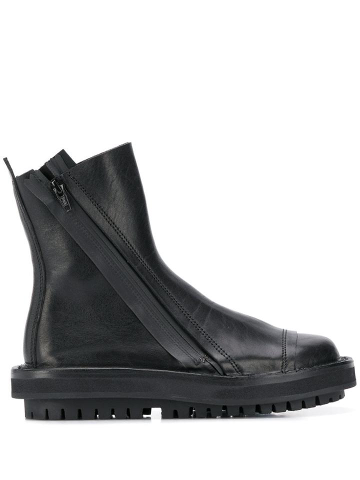 Trippen Distressed Combat Boots - Black