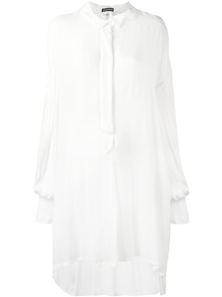 Ann Demeulemeester Gathered Longsleeves Shirt Dress, Women's, Size: 36, White, Viscose