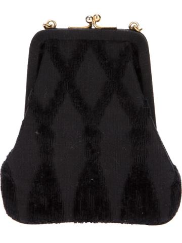 Roberta Di Camerino Vintage Textured Grid Print Clutch, Women's, Black
