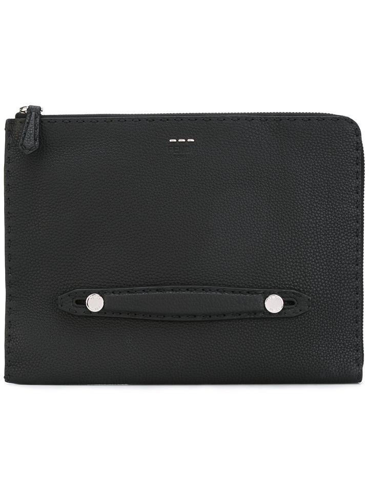 Fendi - Zip Clutch - Men - Calf Leather - One Size, Black, Calf Leather