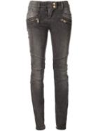 Balmain Biker Jeans, Women's, Size: 38, Grey, Cotton/spandex/elastane