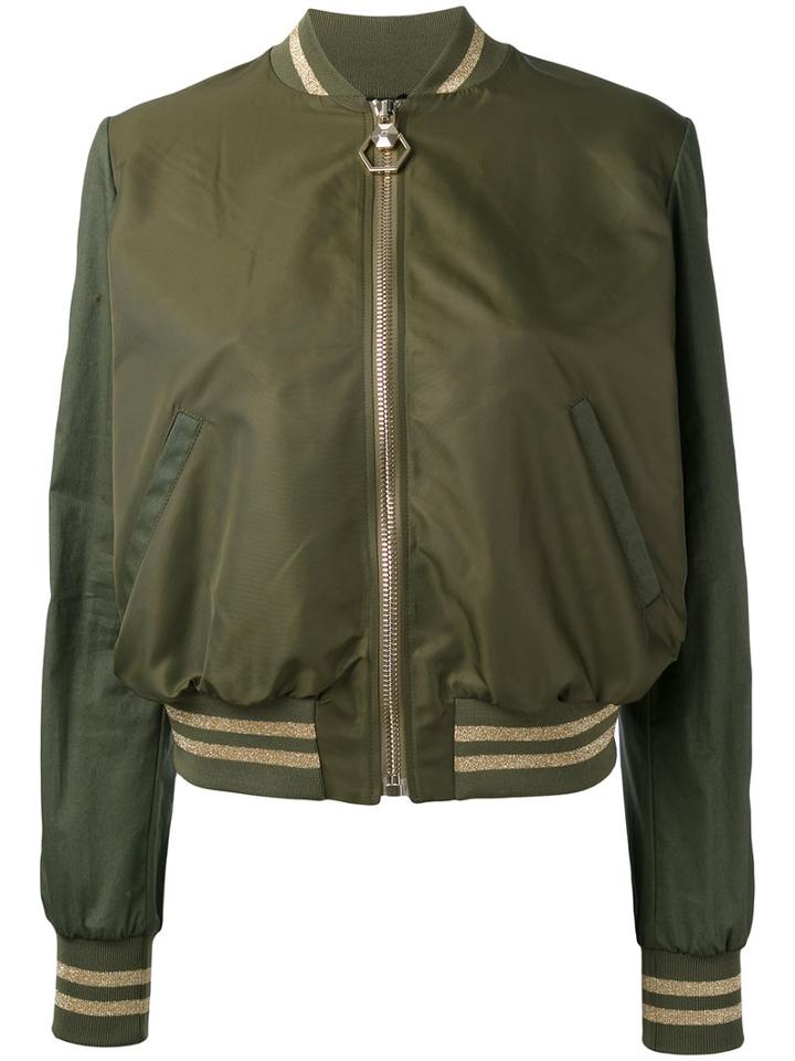 Philipp Plein - Diena Bomber Jacket - Women - Cotton/polyamide/spandex/elastane/viscose - M, Green, Cotton/polyamide/spandex/elastane/viscose
