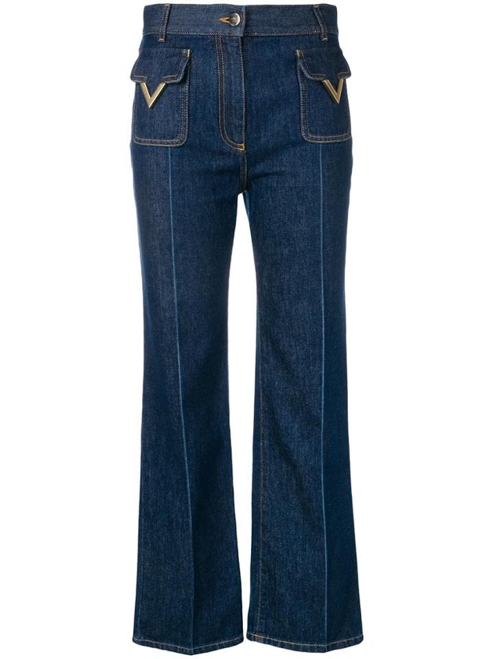 Valentino V Detail Straight-leg Jeans - Blue