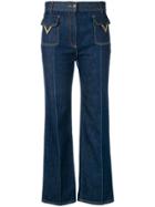 Valentino V Detail Straight-leg Jeans - Blue