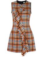 Msgm Checked Ruffled Front Dress - Multicolour