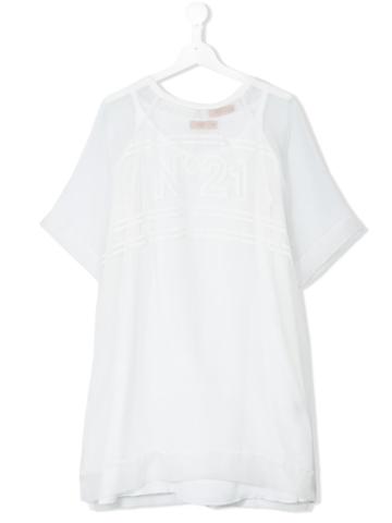 No21 Kids - Layered Logo Dress - Kids - Silk/cotton/spandex/elastane/acetate - 14 Yrs, White