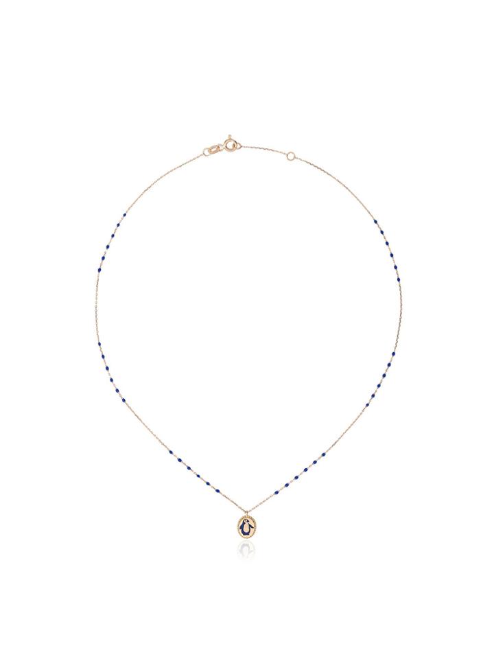 Gigi Clozeau Gold Penguin Necklace - Blue