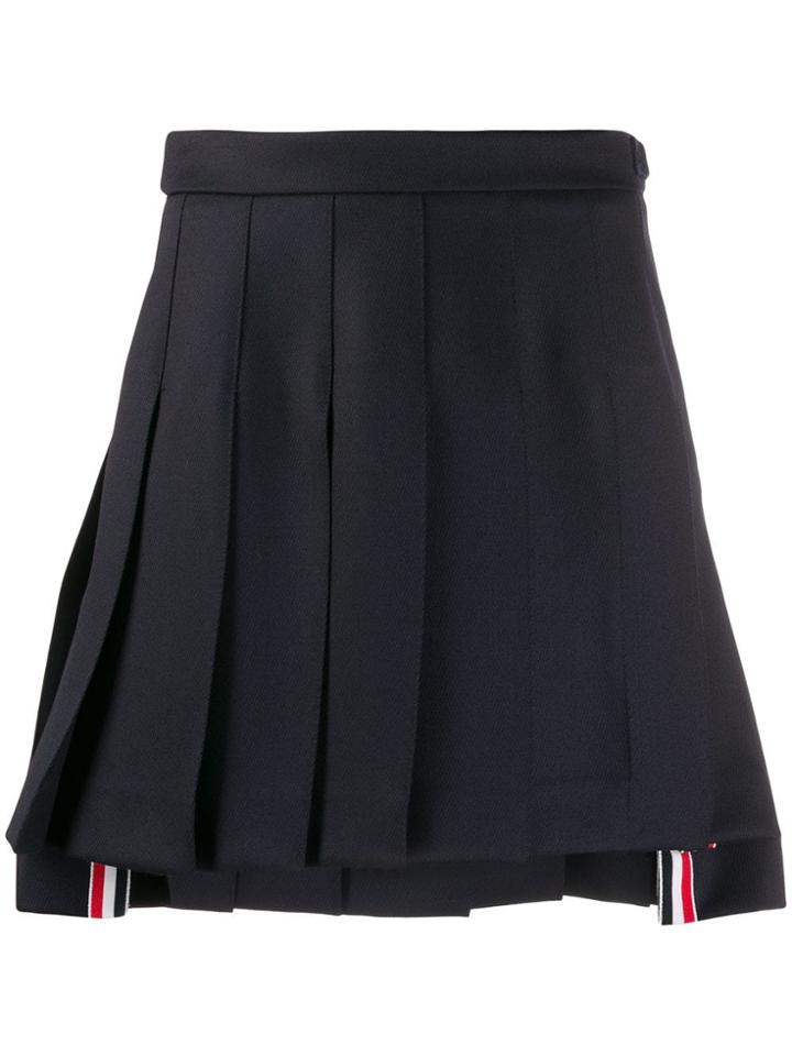 Thom Browne Dropped-back Pleated Mini Skirt - Blue