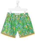 Philosophy Di Lorenzo Serafini Kids Paisley Pleated Shorts - Green